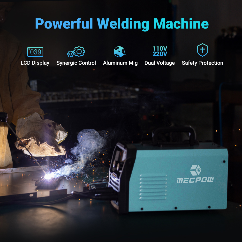 Mecpow Dual Voltage Gasless MIG-120 Welding Machine, Gasless MIG MMA Lift TIG 110V-220V 50/60Hz 120A