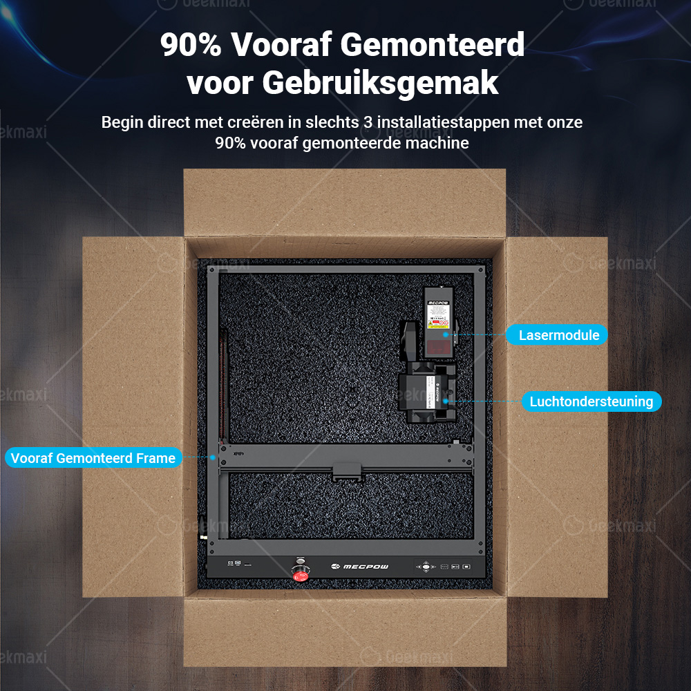 Mecpow X4 22W Lasergraveermachine met Geïntegreerde Luchtassistentie, 400 x 410mm Graveergebied