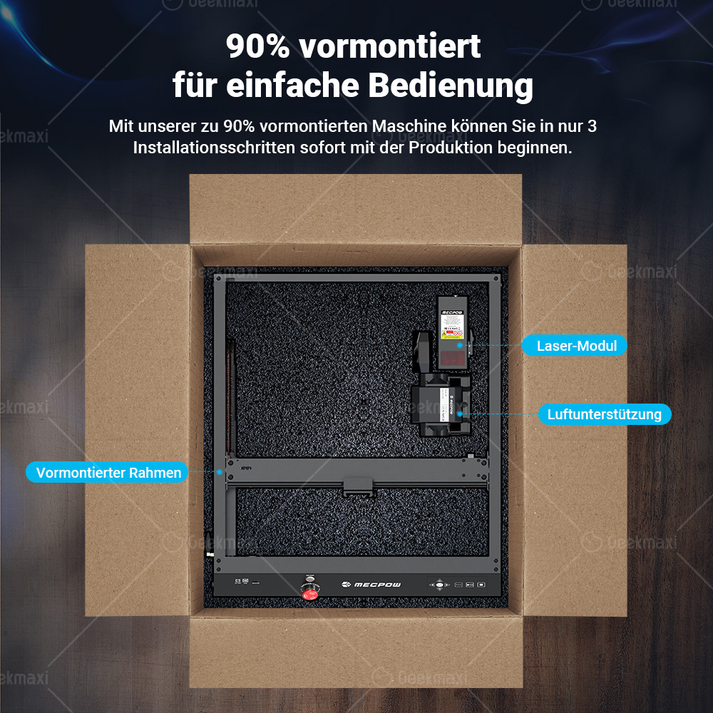 Mecpow X4 22W Lasergravierer mit integrierter Luftunterstützung, 400 x 410mm Gravurfläche