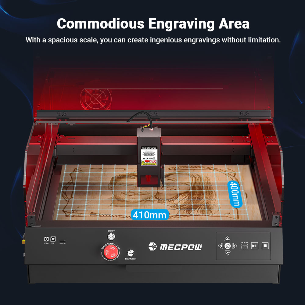 Mecpow X4 Pro 22W Laser Engraving Machine with Built-in Camera, Acrylic Protective Cover, FDA Class 1 Certification