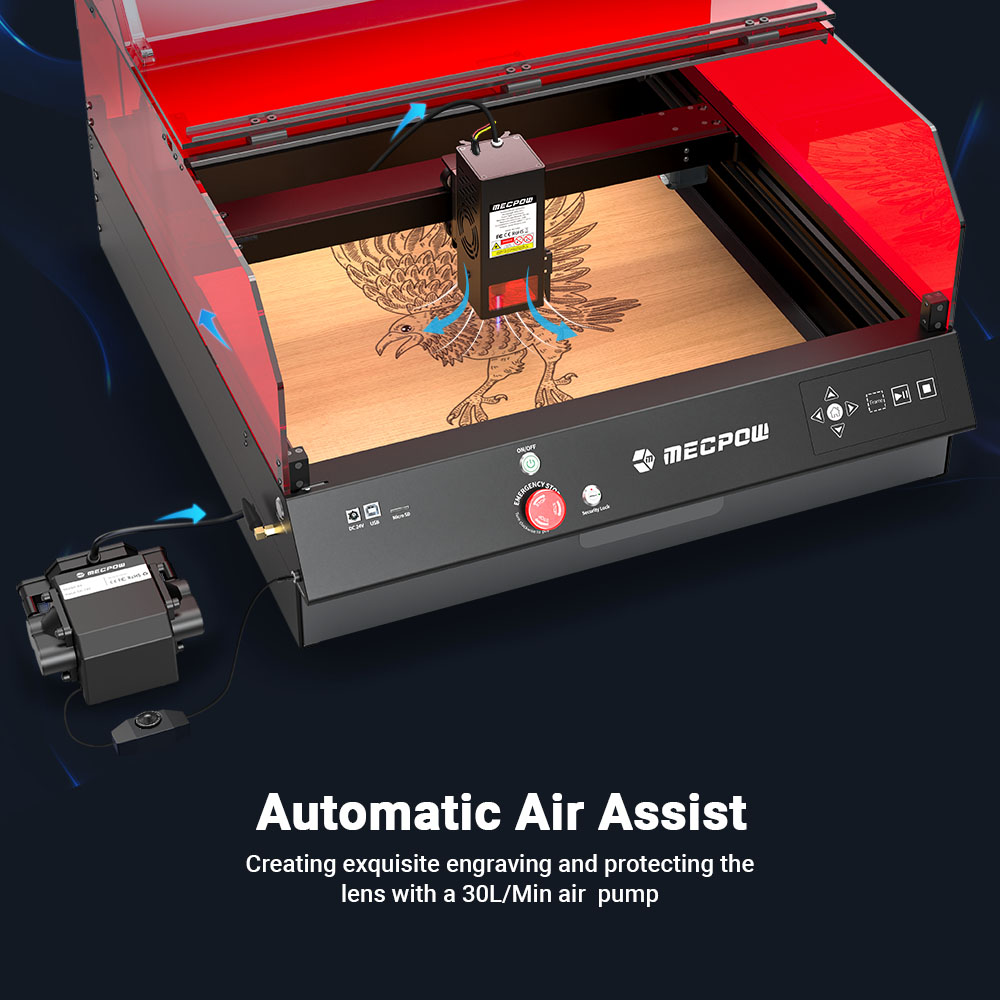 Mecpow X4 Pro 22W Laser Engraving Machine with Built-in Camera, Acrylic Protective Cover, FDA Class 1 Certification