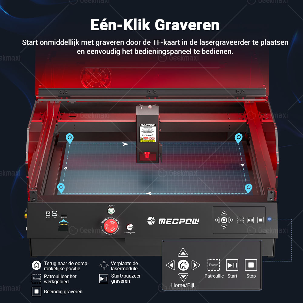 Laser Graveermachine met Ingebouwde Camera Mecpow X4 Pro 22W, Acryl Beschermkap, FDA Klasse 1 Certificering