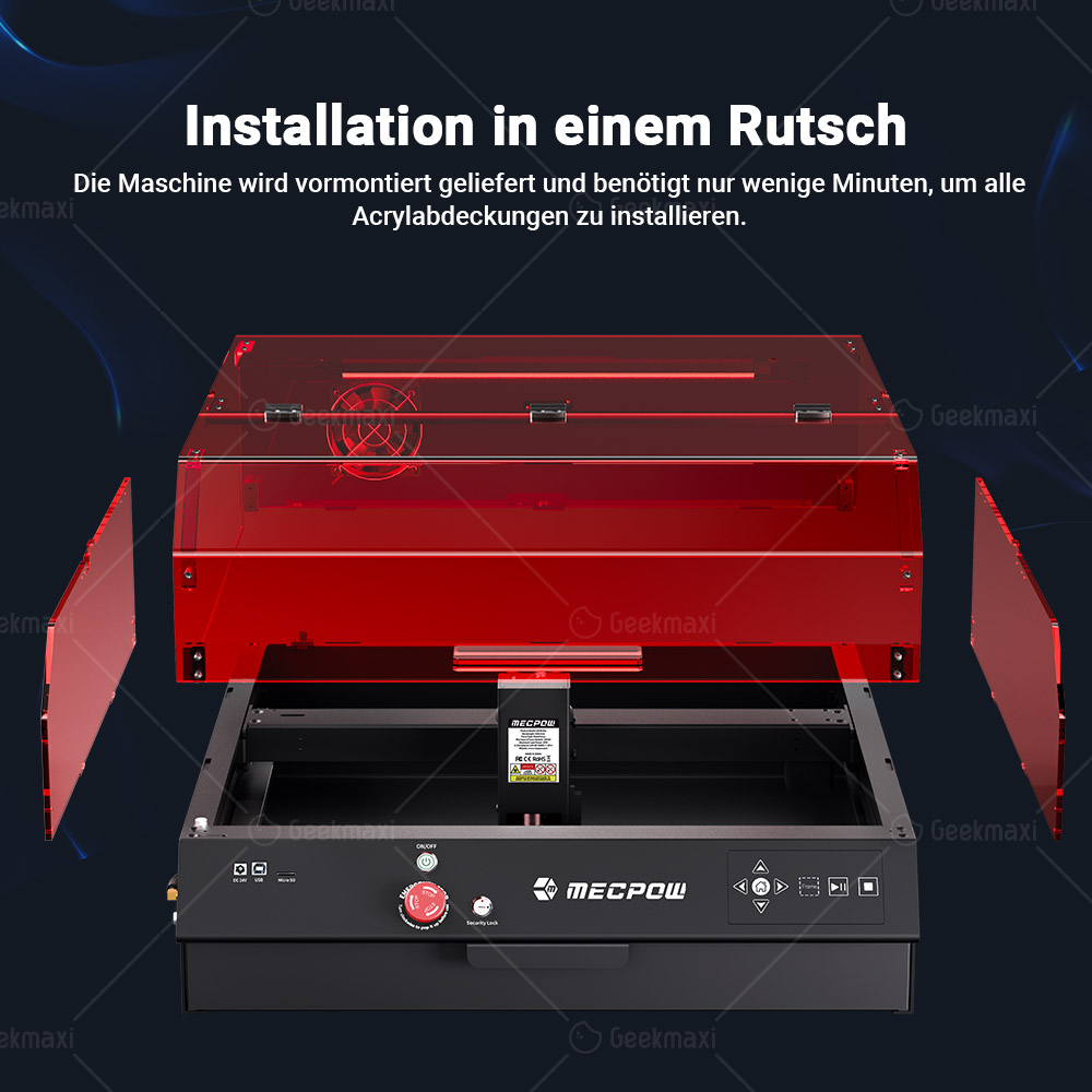 Lasergraviermaschine mit integrierter Kamera Mecpow X4 Pro 22W, Acryl-Schutzabdeckung, FDA Klasse 1 Zertifizierung