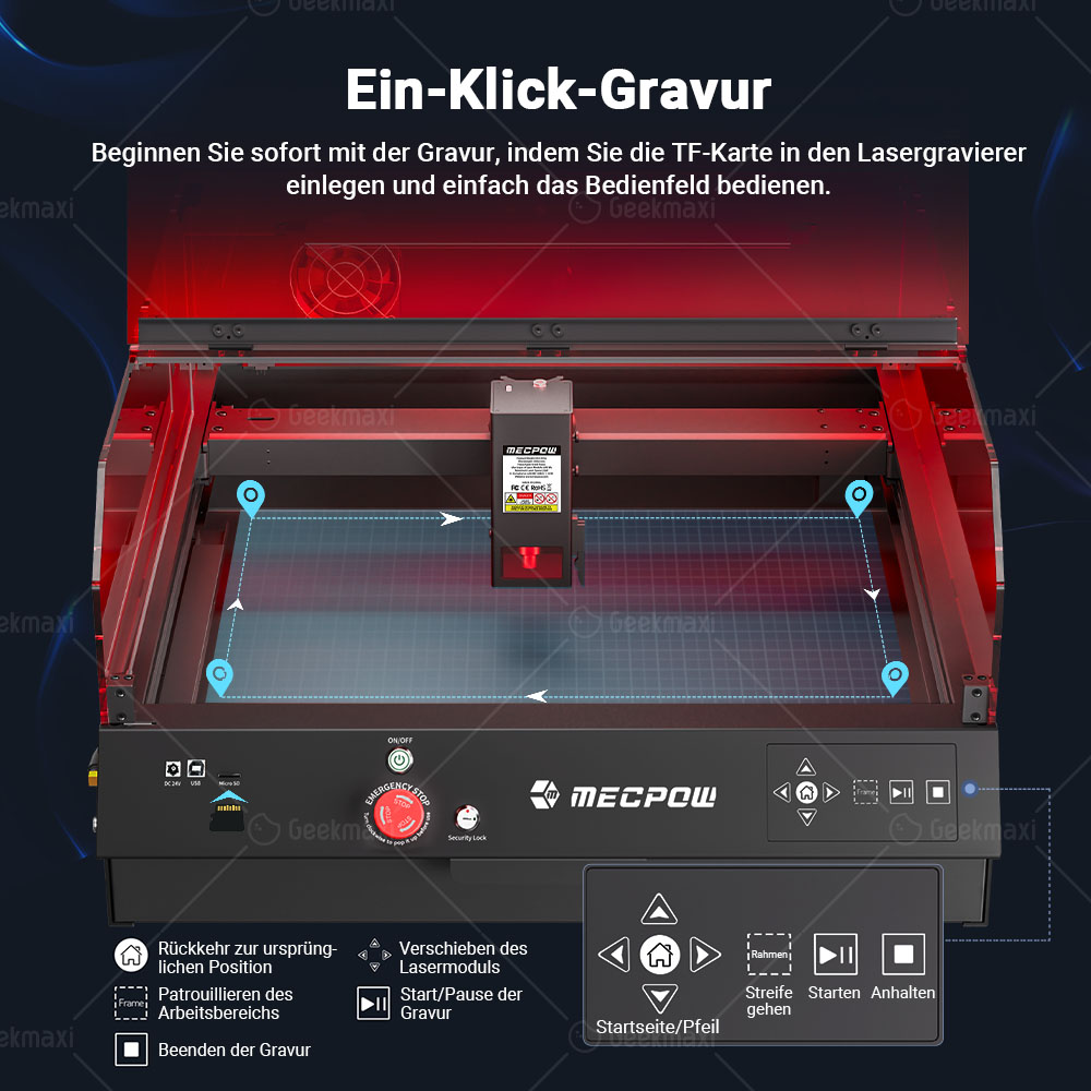 Lasergraviermaschine mit integrierter Kamera Mecpow X4 Pro 22W, Acryl-Schutzabdeckung, FDA Klasse 1 Zertifizierung