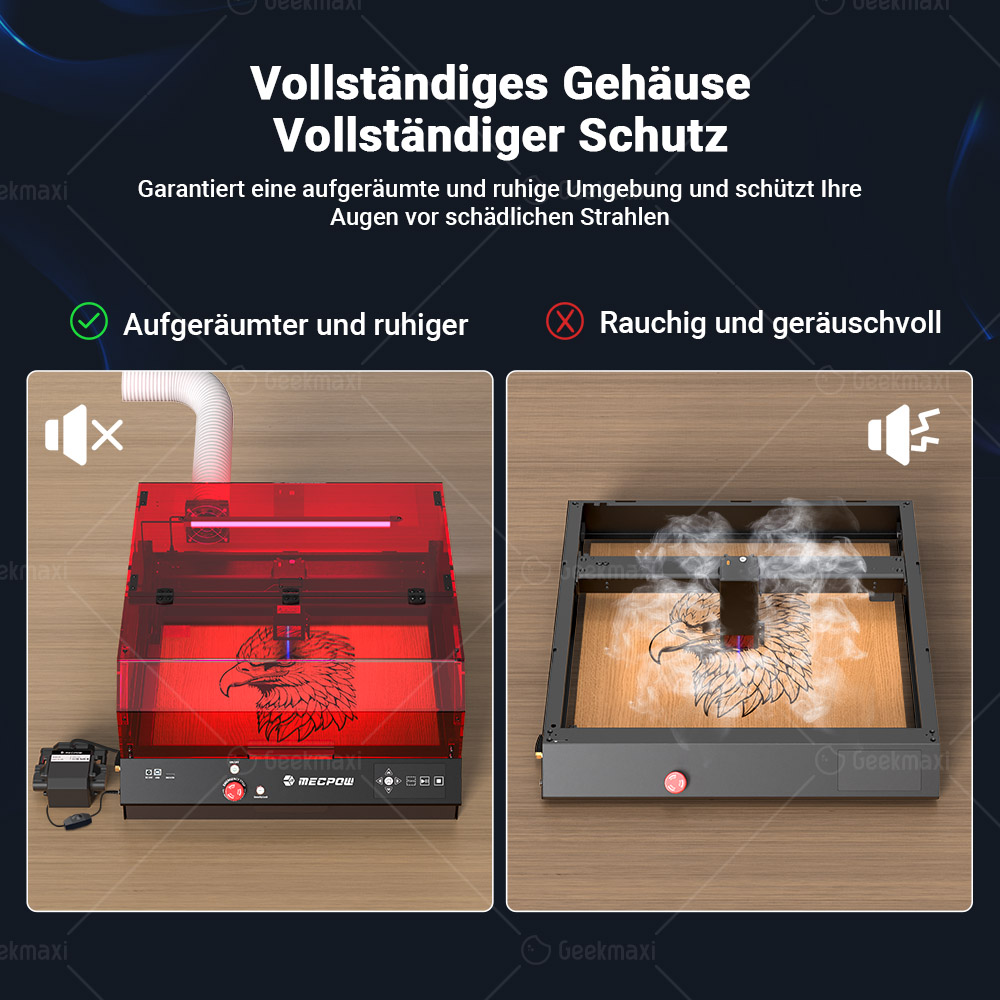 Lasergraviermaschine mit integrierter Kamera Mecpow X4 Pro 22W, Acryl-Schutzabdeckung, FDA Klasse 1 Zertifizierung