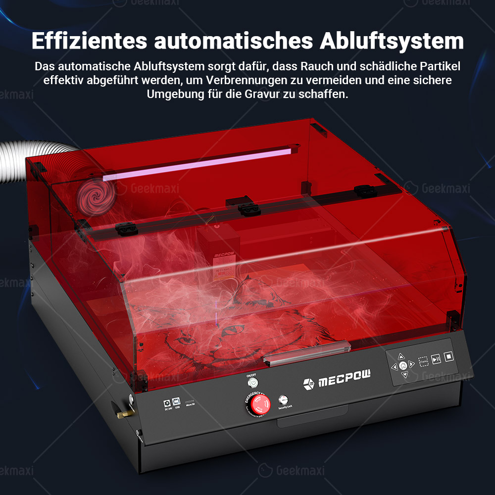 Lasergraviermaschine mit integrierter Kamera Mecpow X4 Pro 22W, Acryl-Schutzabdeckung, FDA Klasse 1 Zertifizierung