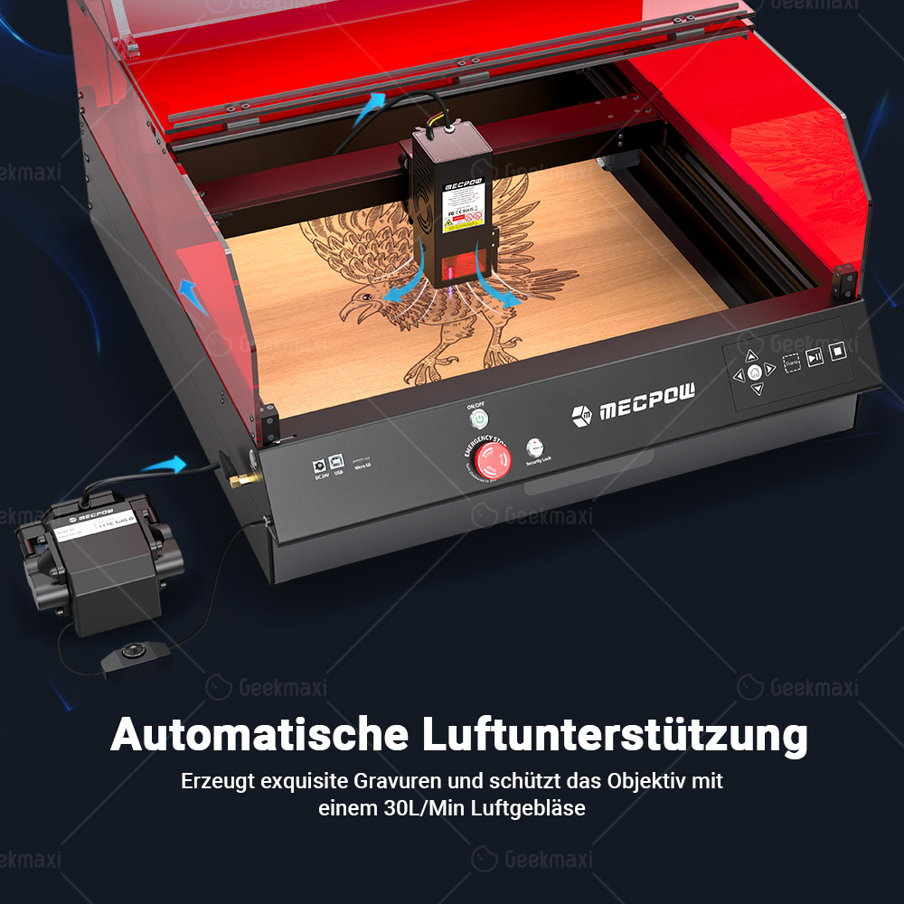 Lasergraviermaschine mit integrierter Kamera Mecpow X4 Pro 22W, Acryl-Schutzabdeckung, FDA Klasse 1 Zertifizierung