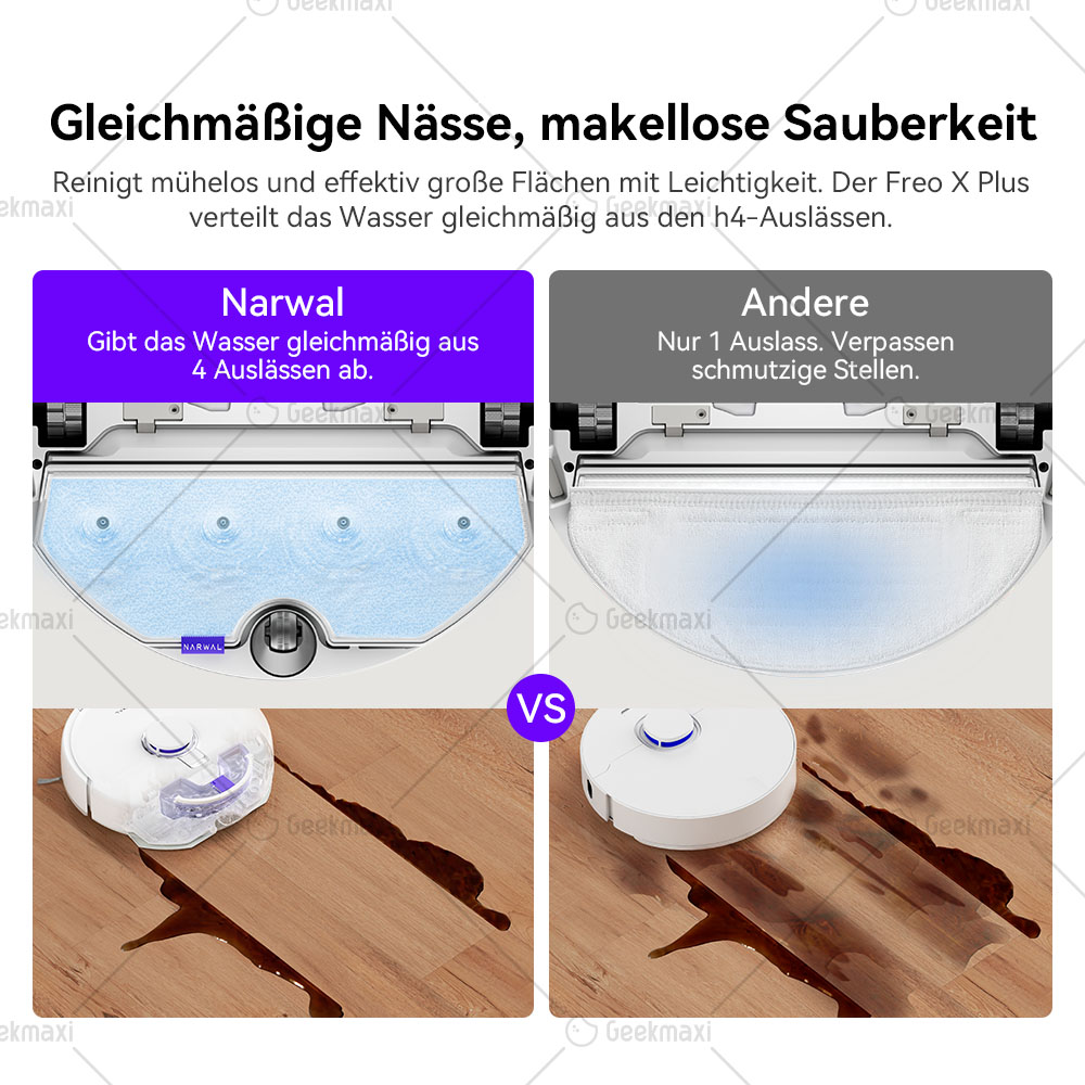 Narwal Freo X Plus Staubsaugerroboter, 7800Pa Saugkraft, Tri-Laser Strukturiertes Licht, 0% Haarverfilzung, 71dB Geräuscharm