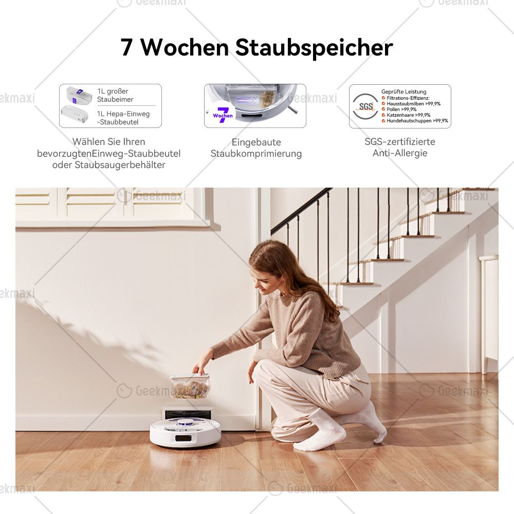 Narwal Freo X Plus Staubsaugerroboter, 7800Pa Saugkraft, Tri-Laser Strukturiertes Licht, 0% Haarverfilzung, 71dB Geräuscharm