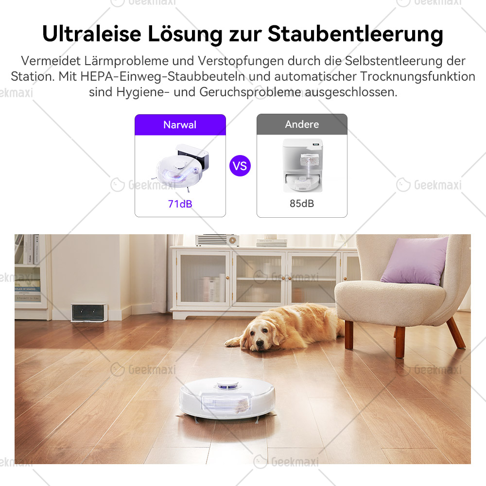 Narwal Freo X Plus Staubsaugerroboter, 7800Pa Saugkraft, Tri-Laser Strukturiertes Licht, 0% Haarverfilzung, 71dB Geräuscharm