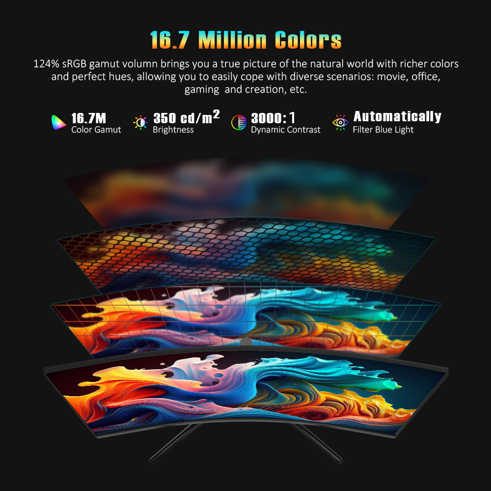 TITAN ARMY C32C1S 31.5 Inches Gaming Monitor, 2K Resolution, 240Hz Refresh Rate, 1500R Curvature, 1ms GTG Rapid Response