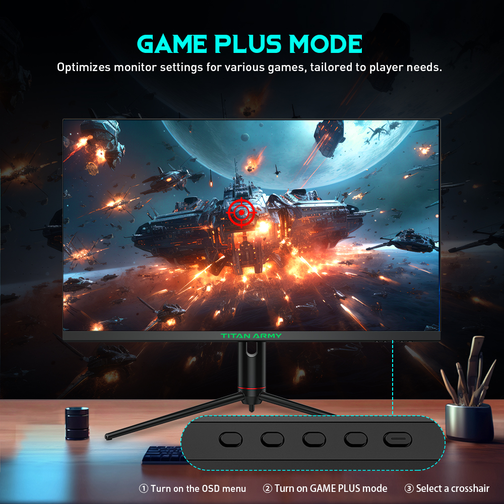 TITAN ARMY P32A2S2 Flat 16:9 Fast IPS 2K QHD 240Hz Gaming Monitor, HDR400, 1ms GTG Rapid Response