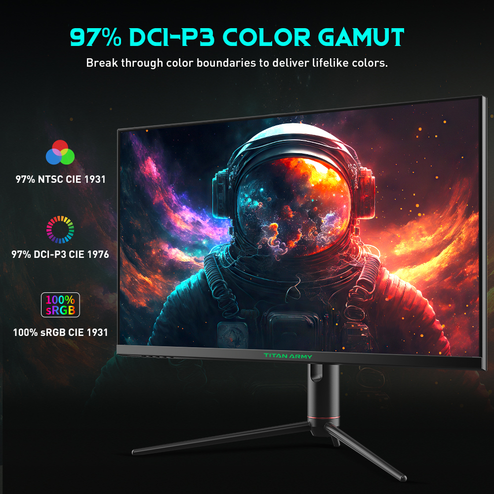 TITAN ARMY P32A2S2 Flat 16:9 Fast IPS 2K QHD 240Hz Gaming Monitor, HDR400, 1ms GTG Rapid Response