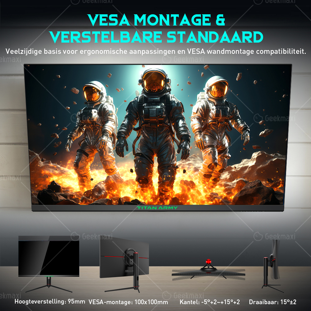 TITAN ARMY P32A2S2 Plat 16:9 Fast IPS 2K QHD 240Hz Gaming monitor, HDR400, 1ms GTG Snelle Reactie