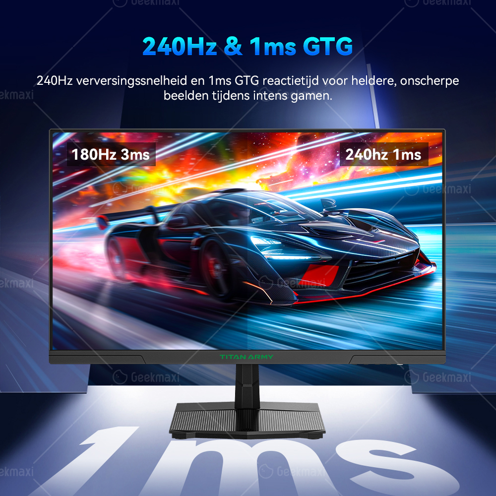 TITAN ARMY P2510S Flat 16:9 24.5-inch Fast IPS QHD 240Hz Gaming Monitor, 2K, 1ms GTG, Oogzorg, VESA 100x100mm