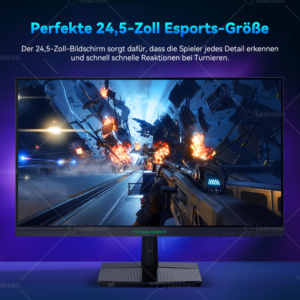 TITAN ARMY P2510S Flacher 16:9 24,5 Zoll Fast IPS QHD 240Hz Gaming Monitor,  2K,1ms GTG, Augenschutz, VESA 100x100mm