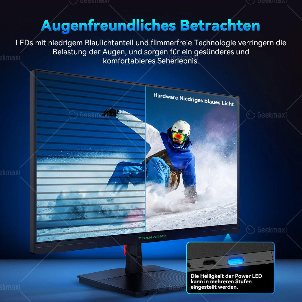 TITAN ARMY P2510S Flacher 16:9 24,5 Zoll Fast IPS QHD 240Hz Gaming Monitor,  2K,1ms GTG, Augenschutz, VESA 100x100mm