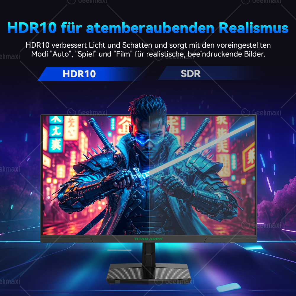 TITAN ARMY P2510S Flacher 16:9 24,5 Zoll Fast IPS QHD 240Hz Gaming Monitor,  2K,1ms GTG, Augenschutz, VESA 100x100mm