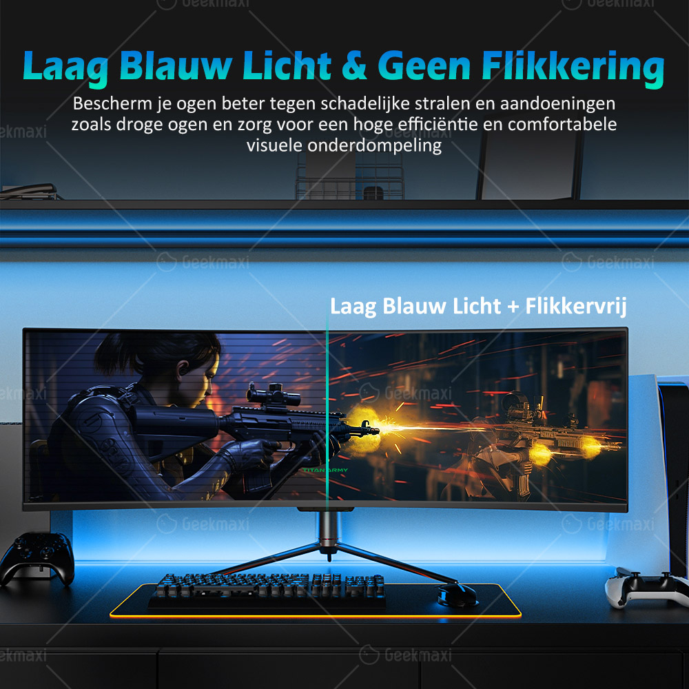 TITAN ARMY C49SHC 32:9 49-inch DFHD 3840×1080 Oversized Screen Gaming Monitor, CSOT HVA Paneel, Gebogen 1800R