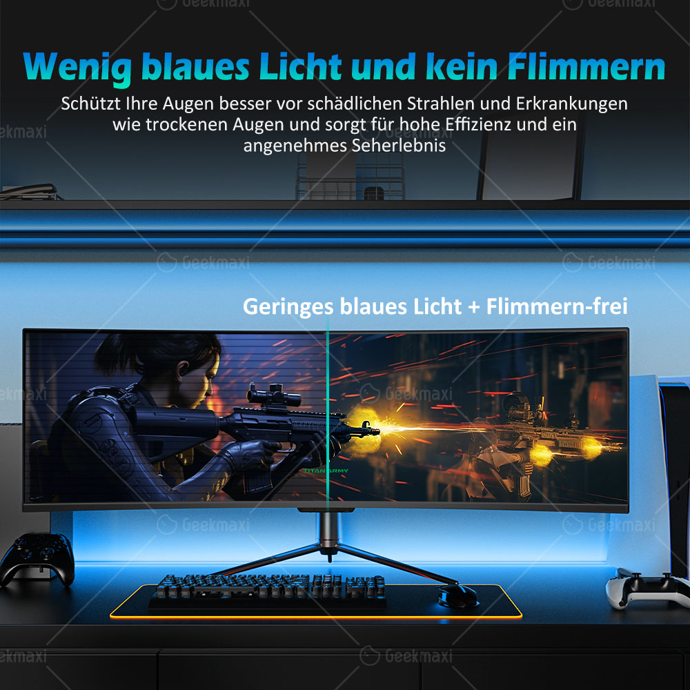 TITAN ARMY C49SHC 32:9 49 Zoll DFHD 3840×1080 Gaming Monitor, CSOT HVA Panel, Curved 1500R