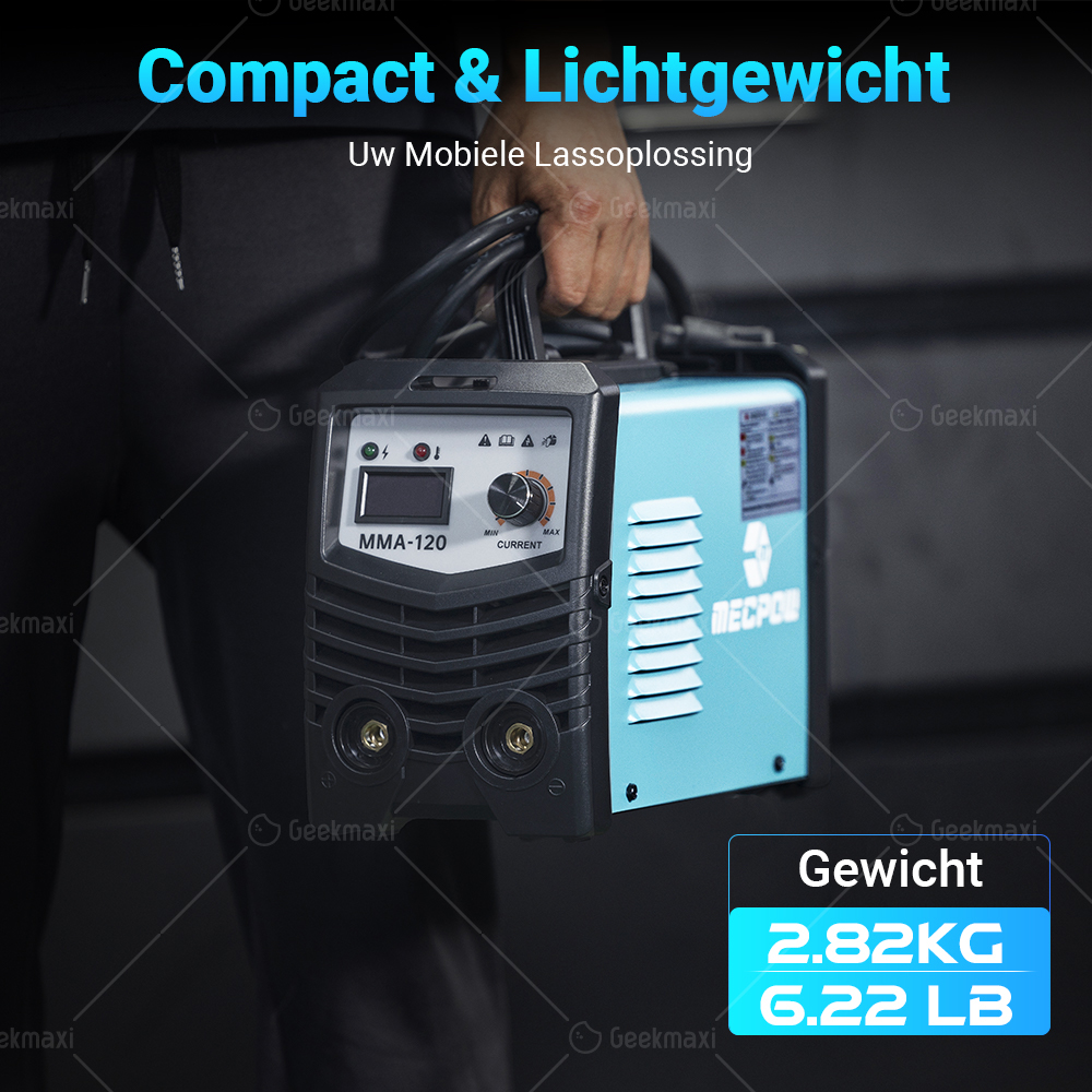 Mecpow Dubbel voltage MMA-120 Lasapparaat, IGBT Regelmodus, MMA Lift TIG 110V-220V 50/60Hz 120A