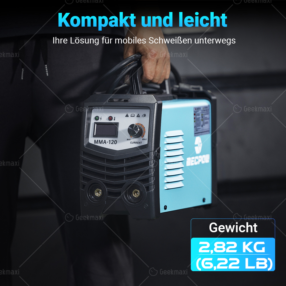 Mecpow Doppelspannungs MMA-120 Schweißgeräte, IGBT-Steuerungsmodus, MMA Lift TIG 110V-220V 50/60Hz 120A