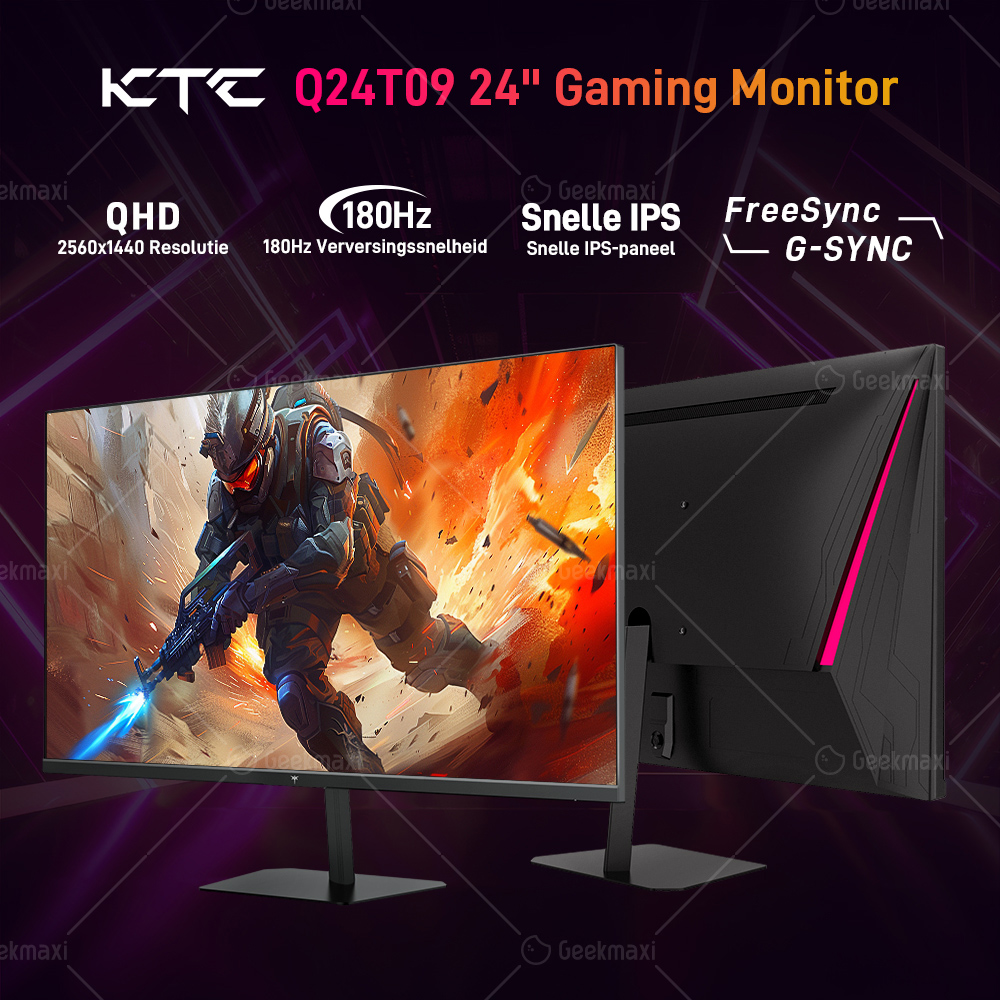 [Voorverkoop]KTC Q24T09 Gaming Monitor, Fast IPS-paneel, 2560x1440 Resolutie, 180Hz, HDR10, Lage Blauwe Lichten