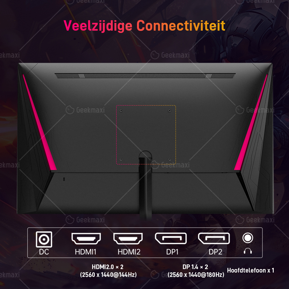 KTC Q24T09 Gaming Monitor, Fast IPS-paneel, 2560x1440 Resolutie, 180Hz, HDR10, Lage Blauwe Lichten