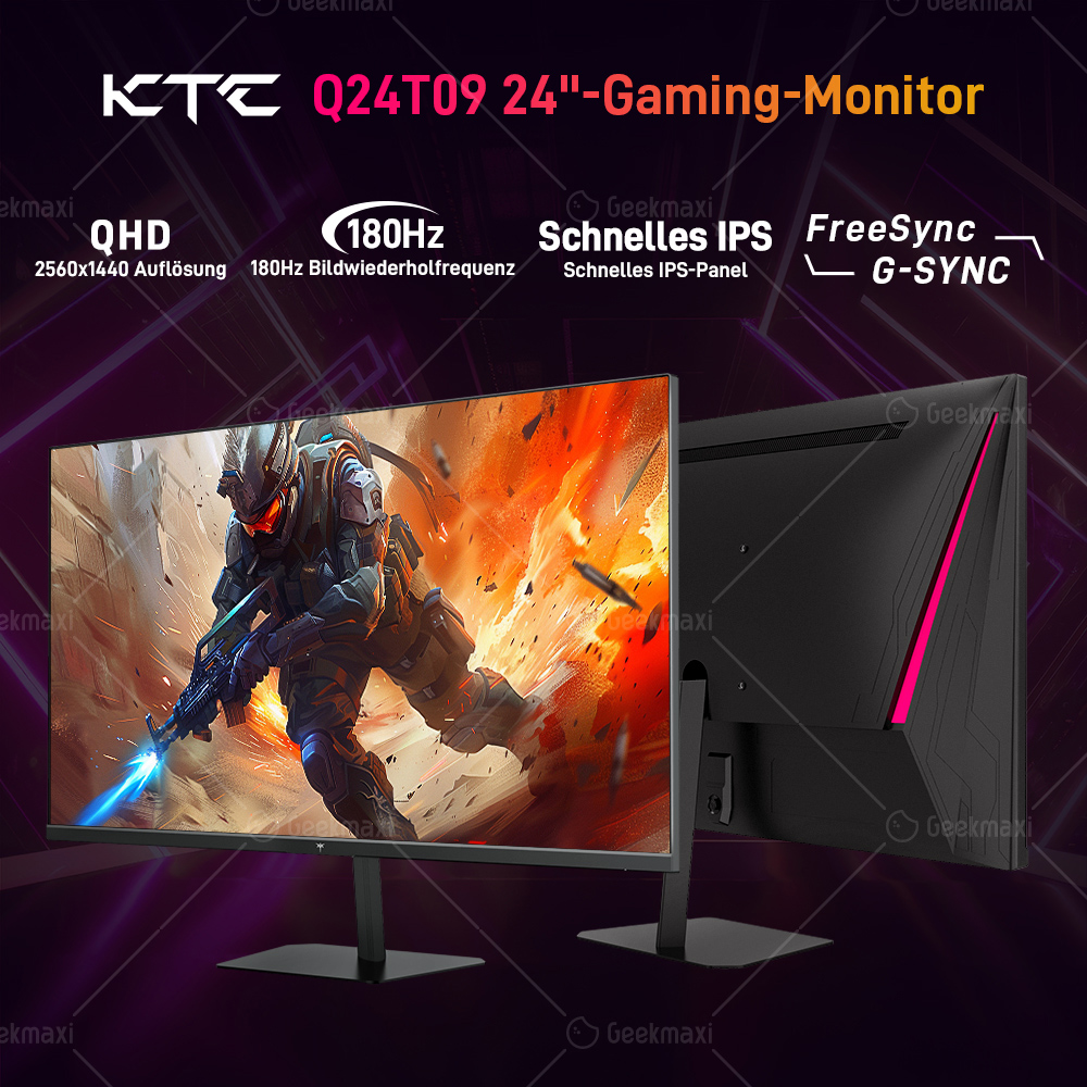 KTC Q24T09 Gaming Monitor, schnelles IPS-Panel, 2560x1440 Auflösung, 180Hz, HDR10, Low Blue Light