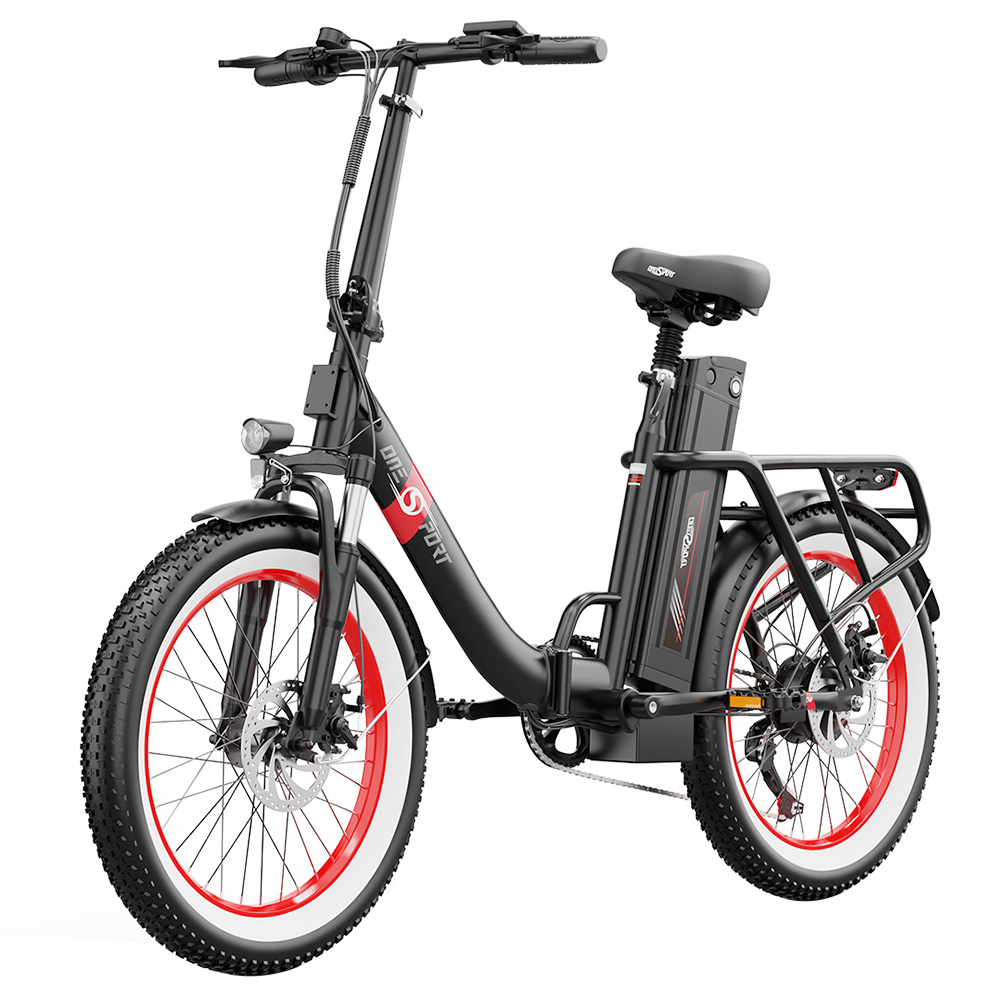 ONESPORT OT16-2 Opvouwbare elektrische fiets, 250W motor, 48V 17Ah accu, 20*3.0 inch banden - Zwart Rood