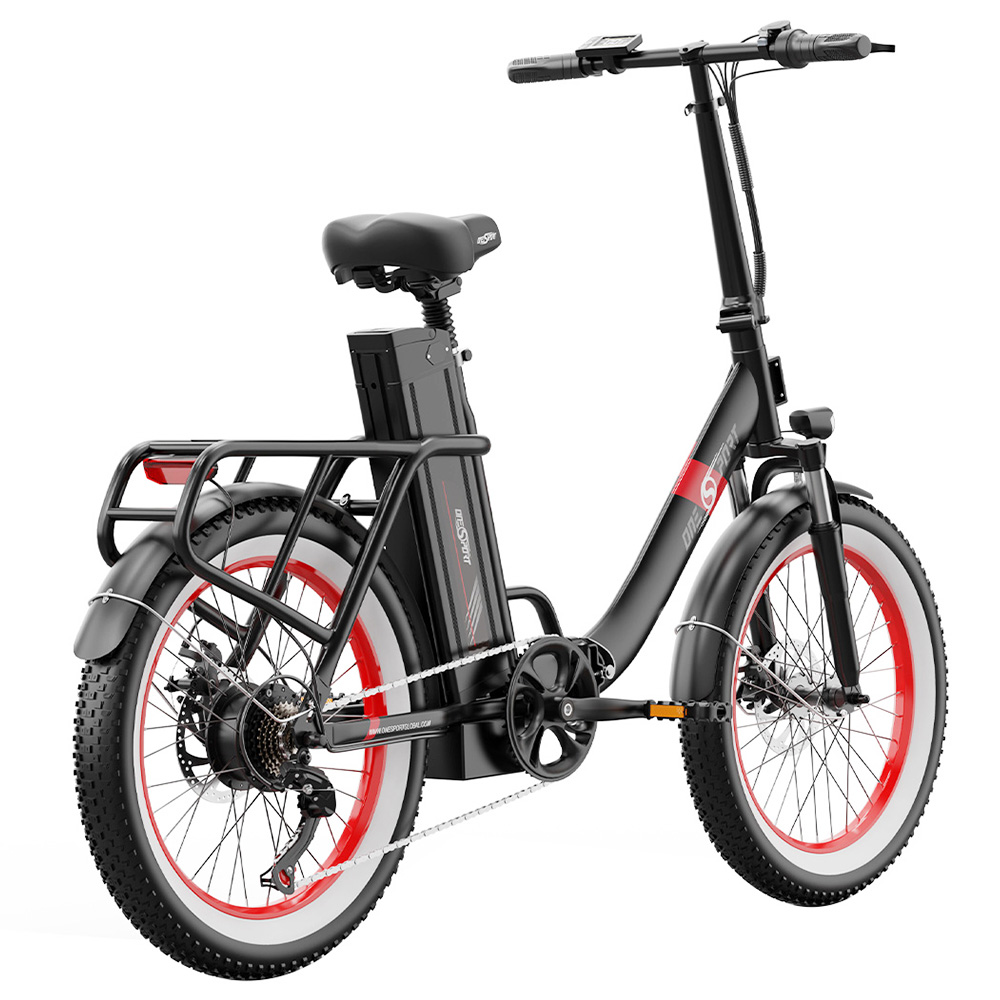 ONESPORT OT16-2 Opvouwbare elektrische fiets, 250W motor, 48V 17Ah accu, 20*3.0 inch banden - Zwart Rood