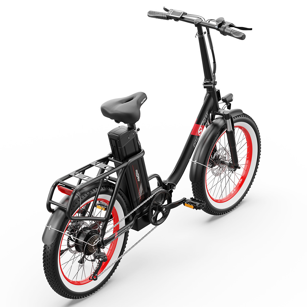 ONESPORT OT16-2 Foldable Electric Bike, 250W Motor, 48V 17Ah Battery, 20*3.0 inch Tires - Black Red