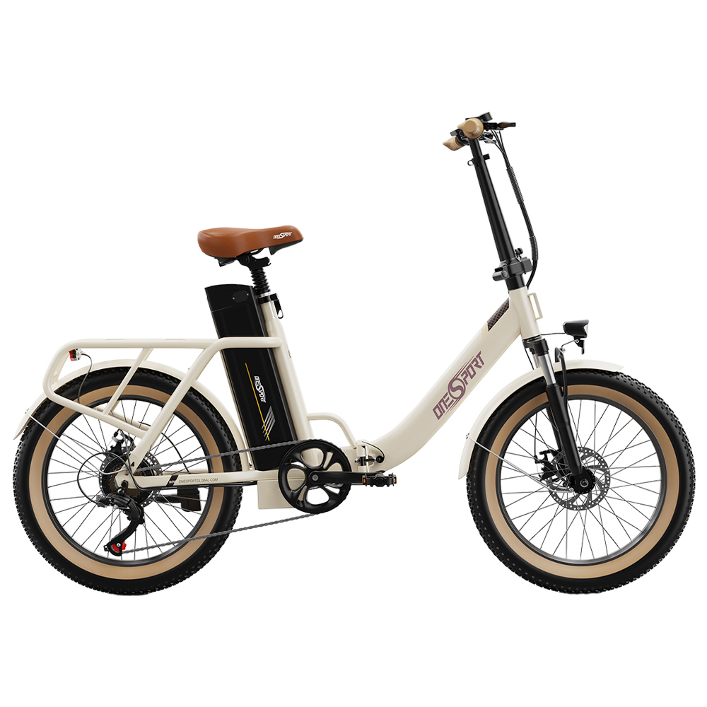 ONESPORT OT16-2 Foldable Electric Bike, 250W Motor, 48V 17Ah Battery, 20*3.0 inch Tires - White