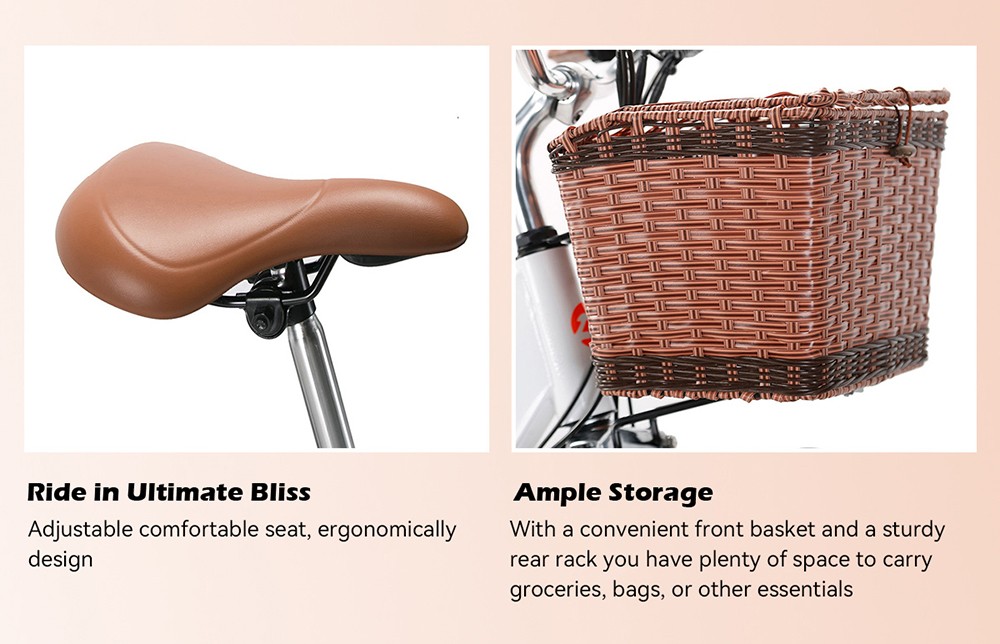 CYSUM Cityrun-26 elektrische fiets, 26 band, 250W motor, 36V 10Ah accu, 25km/h max snelheid - Wit