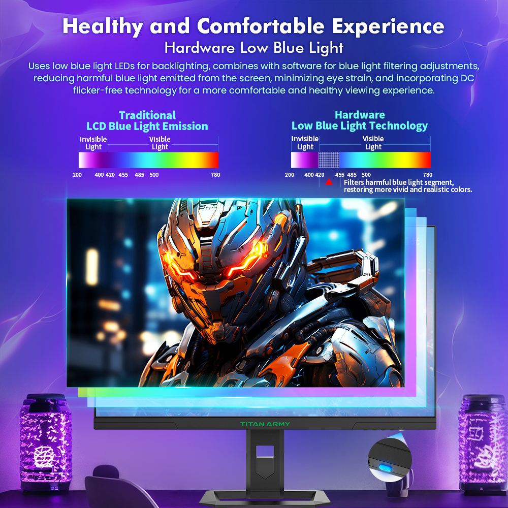 TITAN ARMY P2710S 27 Inch 16:9 Fast IPS 2K QHD 240Hz Gaming Monitor with Rotating Stand, 1ms GTG, HDR400