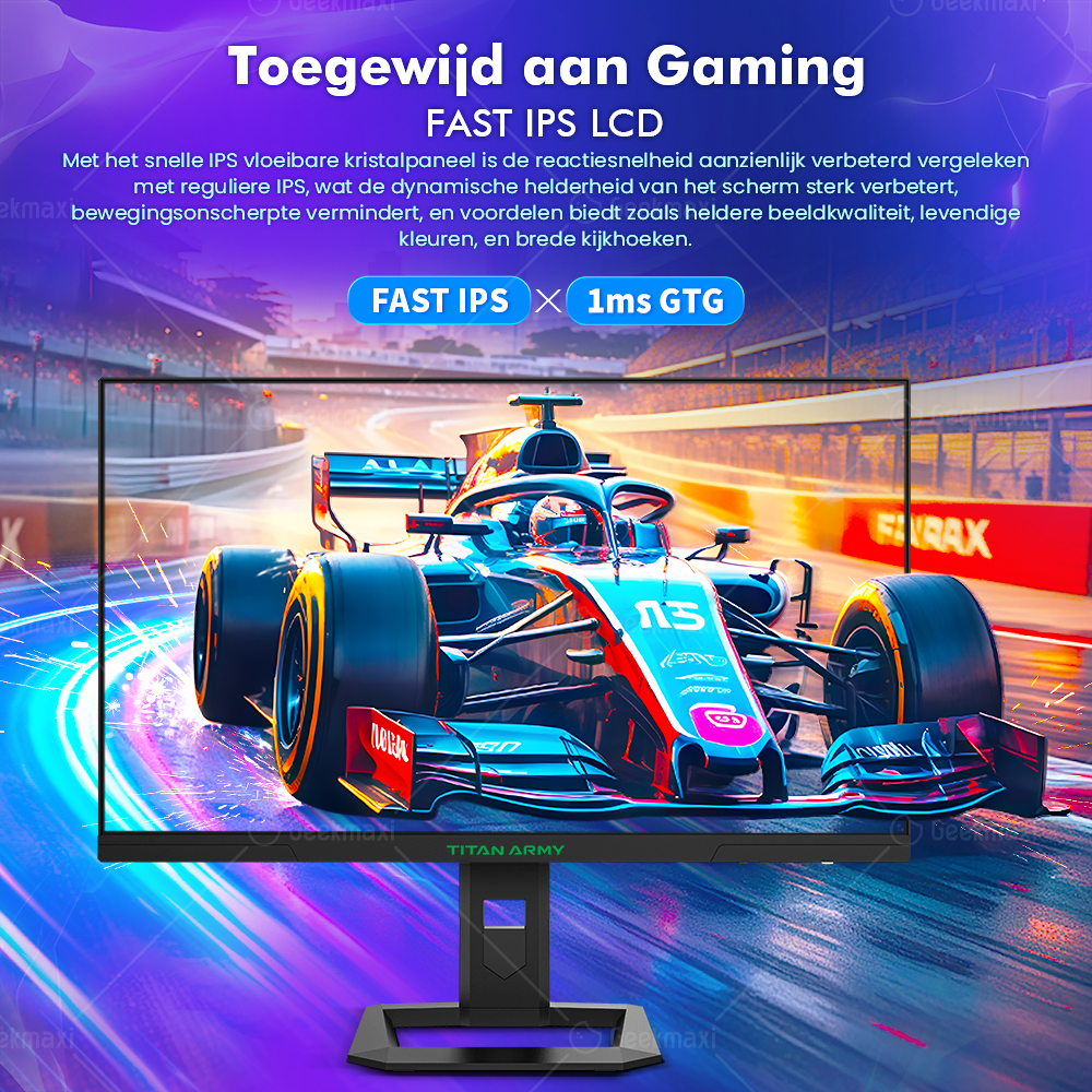 Gaming Monitor TITAN ARMY P2710S 27 Inch 16:9 Snelle IPS 2K QHD 240Hz met Roterende Standaard, 1ms GTG, HDR400