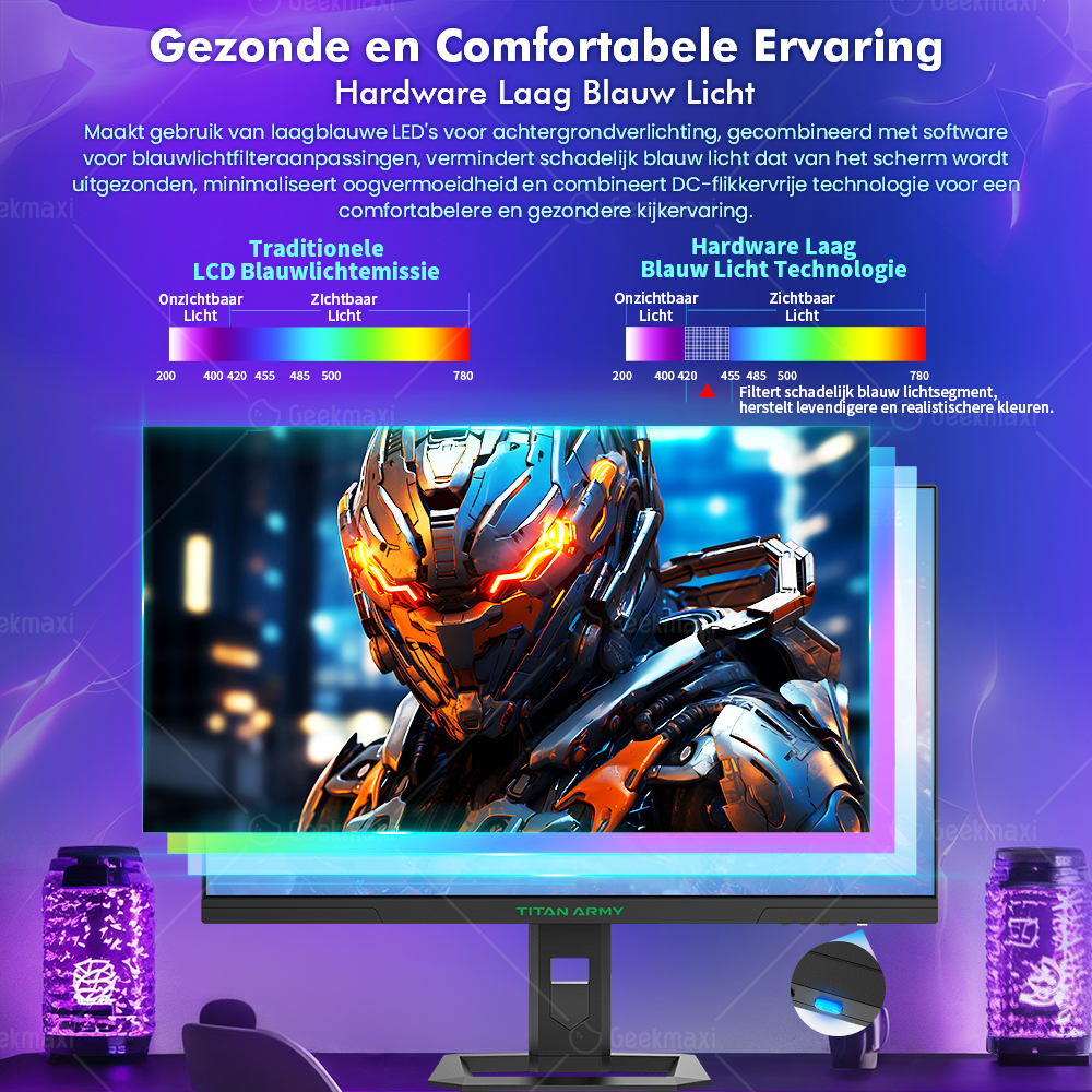 Gaming Monitor TITAN ARMY P2710S 27 Inch 16:9 Snelle IPS 2K QHD 240Hz met Roterende Standaard, 1ms GTG, HDR400