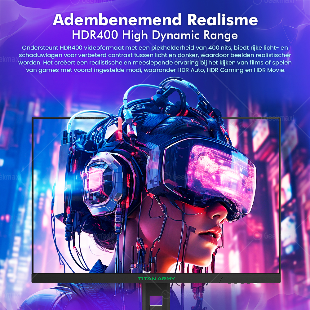 Gaming Monitor TITAN ARMY P2710S 27 Inch 16:9 Snelle IPS 2K QHD 240Hz met Roterende Standaard, 1ms GTG, HDR400