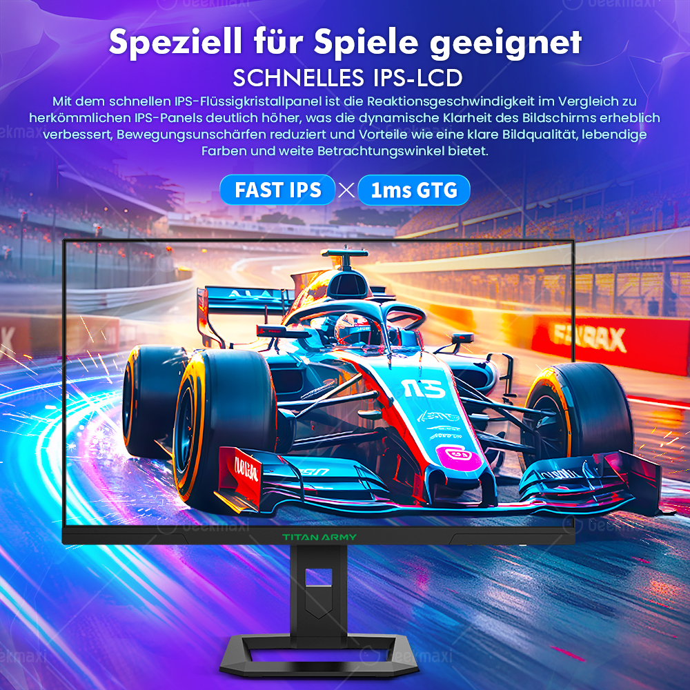 Gaming-Monitor TITAN ARMY P2710S 27 Zoll 16:9 Fast IPS 2K QHD 240Hz mit drehbarem Ständer, 1ms GTG, HDR400