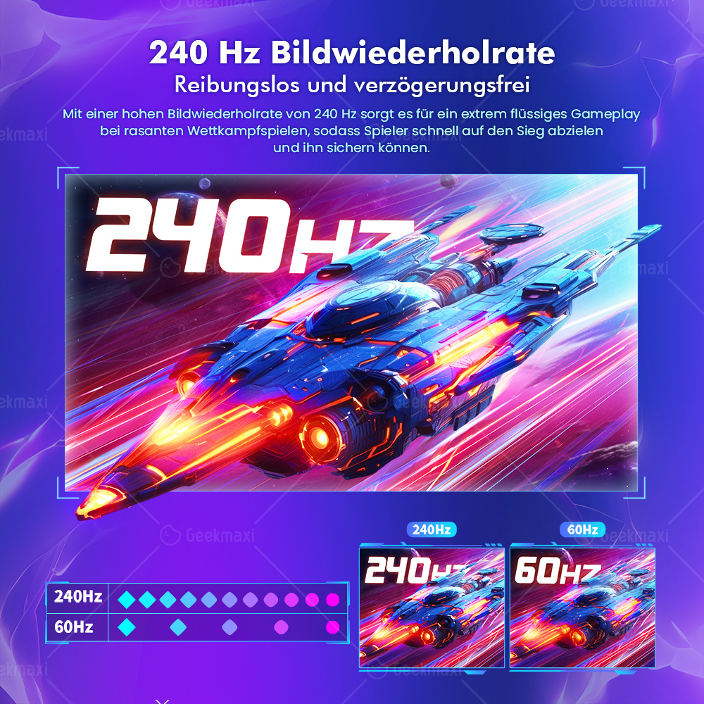 Gaming-Monitor TITAN ARMY P2710S 27 Zoll 16:9 Fast IPS 2K QHD 240Hz mit drehbarem Ständer, 1ms GTG, HDR400