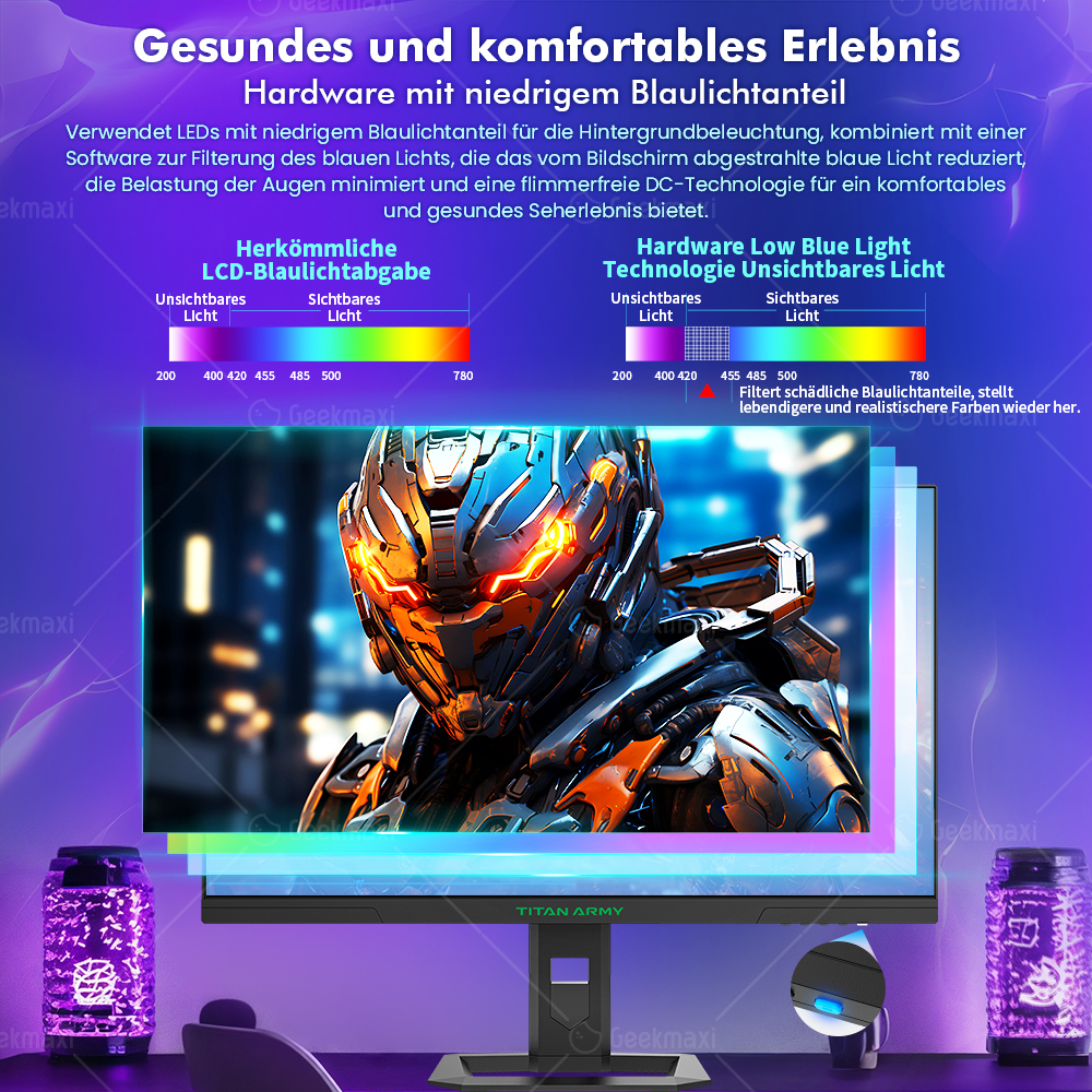 Gaming-Monitor TITAN ARMY P2710S 27 Zoll 16:9 Fast IPS 2K QHD 240Hz mit drehbarem Ständer, 1ms GTG, HDR400