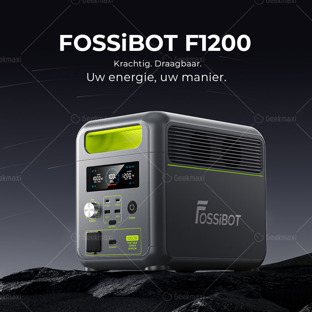 FOSSiBOT F1200 1024Wh 1200W Draagbare Power Station, Zonnelader met LFP-batterij, Laad van 0-80% in 49 Minuten