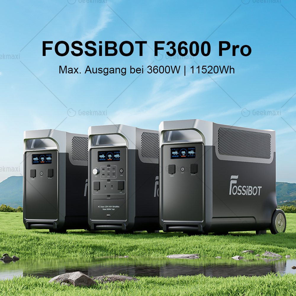 FOSSiBOT F3600 Pro 3840Wh 3600W Tragbar Powerstation,LiFePO4-Batterie, App-Steuerung, erweiterbar auf bis zu 11520Wh