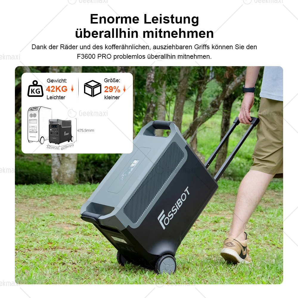 FOSSiBOT F3600 Pro 3840Wh 3600W Tragbar Powerstation,LiFePO4-Batterie, App-Steuerung, erweiterbar auf bis zu 11520Wh