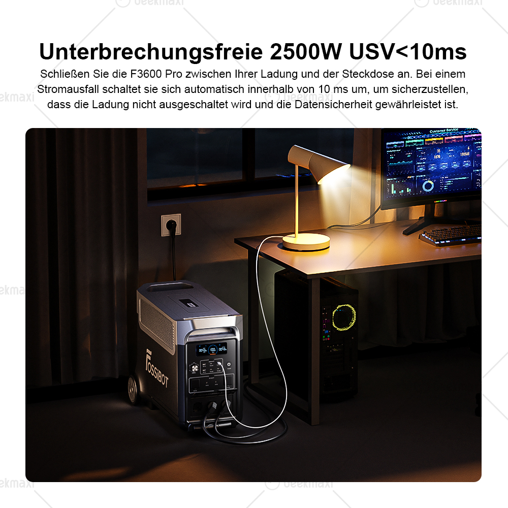 FOSSiBOT F3600 Pro 3840Wh 3600W Tragbar Powerstation,LiFePO4-Batterie, App-Steuerung, erweiterbar auf bis zu 11520Wh