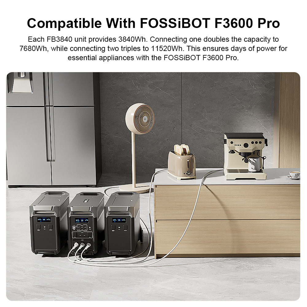 [Pre-sale] FOSSiBOT FB3840 Expansion Battery, 3840Wh LiFePO4 Battery Pack for F3600 Pro, 6500 Cycle, Fast Charging