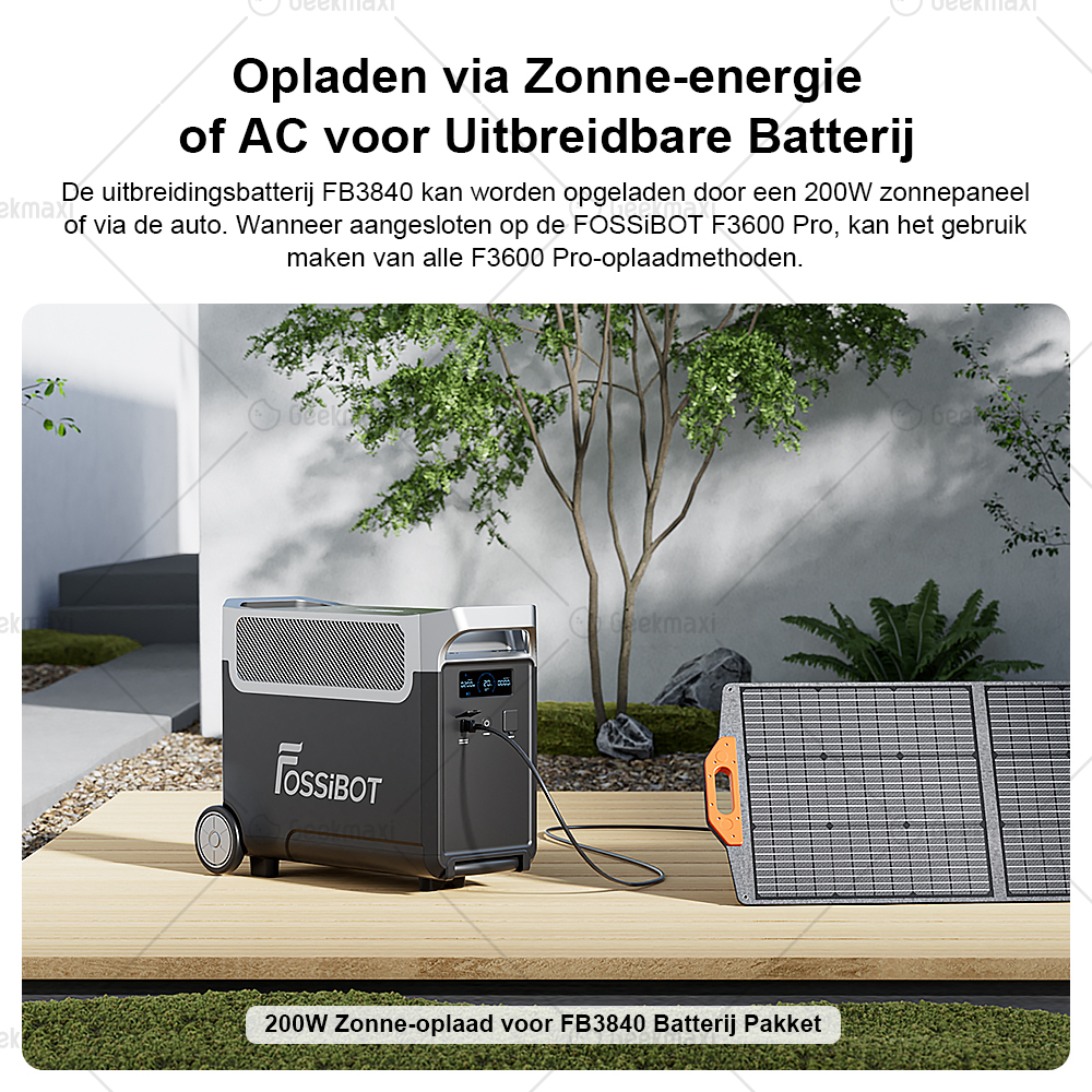 [Voorverkoop] FOSSiBOT FB3840 Uitbreidingsbatterij, 3840Wh LiFePO4 Batterijpakket voor F3600 Pro, 6500 Cycli, Snelladen