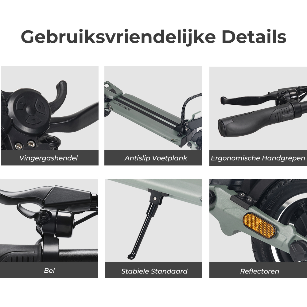 Ausom GX1-20KM/H Opvouwbare Elektrische Scooter, 500W Motor, 48V 15.6 Ah Accu, NFC Ontgrendeling, 9x3” Banden, 80 km