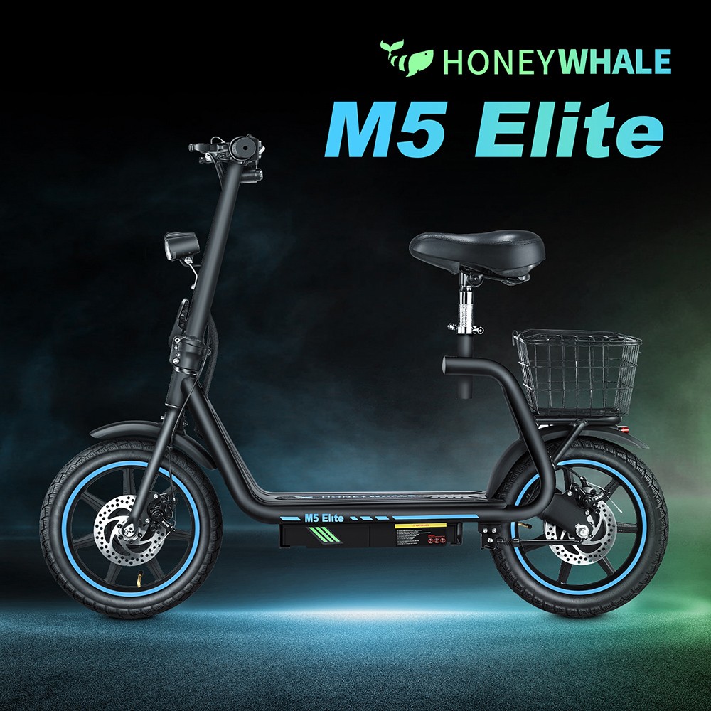 City E-scooter HONEYWHALE M5 Elite Commuter Scooter, 500W 48V 13Ah(624Wh) 40km/h 45KM, Zitting & Laadmand, 14-inch band