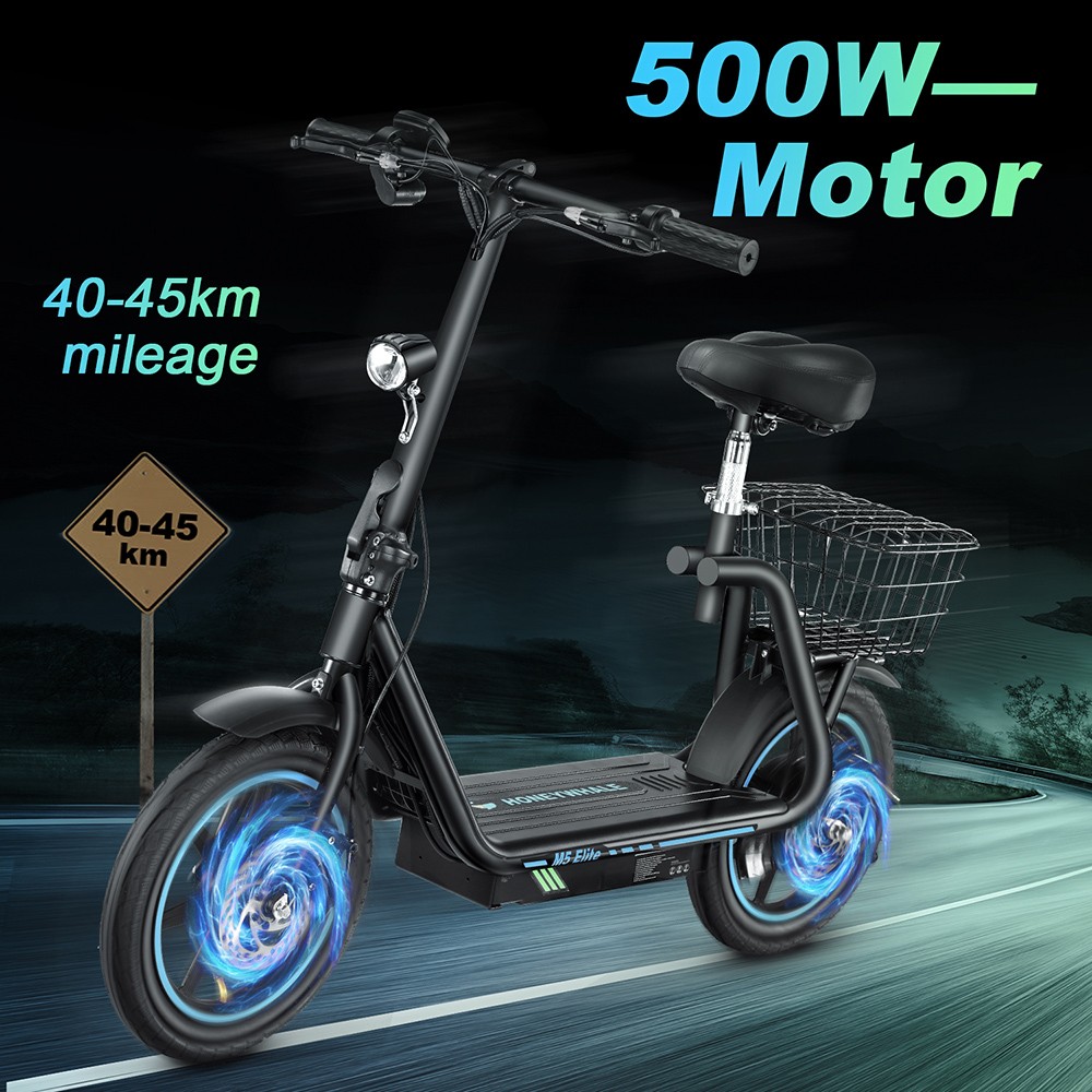 City E-scooter HONEYWHALE M5 Elite Commuter Scooter, 500W 48V 13Ah(624Wh) 40km/h 45KM, Zitting & Laadmand, 14-inch band